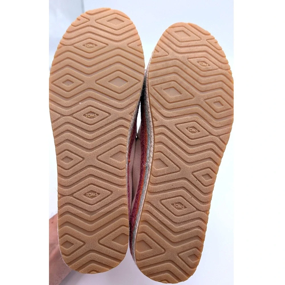 Toms Wmn Valencia Dusty Peach Metallic Linen Platform Slip On Shoes 10019807 8.5